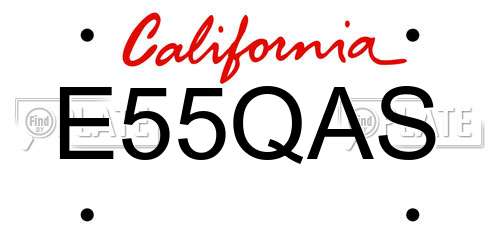 E55QAS California License Plate