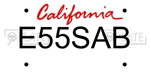 E55SAB California License Plate