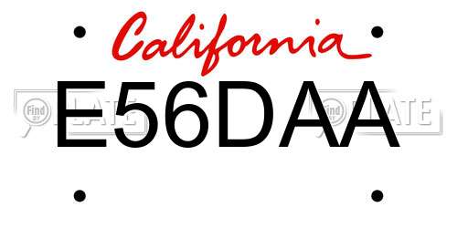 E56DAA California License Plate