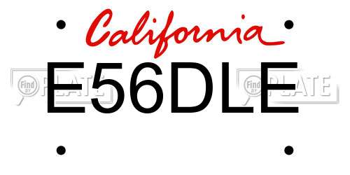 E56DLE California License Plate