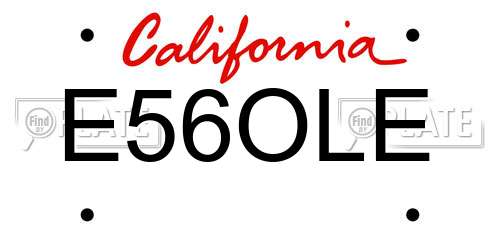 E56OLE California License Plate
