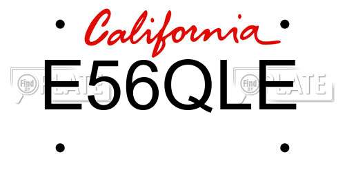 E56QLE California License Plate