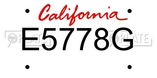 E5778G California License Plate