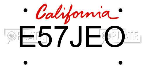 E57JEO California License Plate