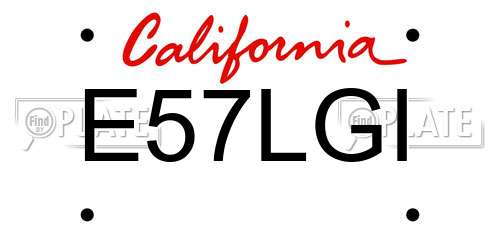 E57LGI California License Plate
