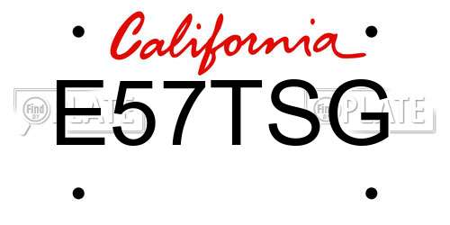 E57TSG California License Plate