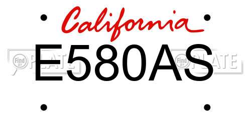 E580AS California License Plate