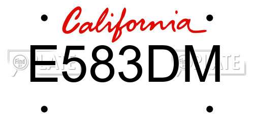 E583DM California License Plate