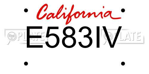 E583IV California License Plate