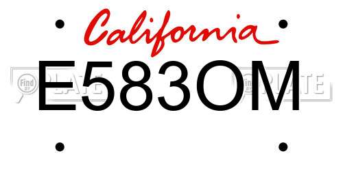 E583OM California License Plate