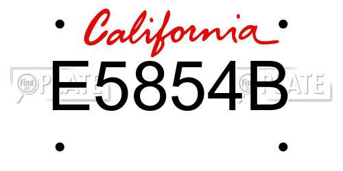 E5854B California License Plate