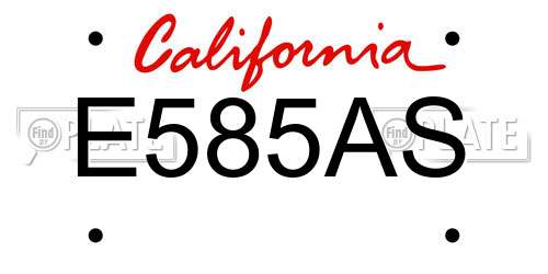 E585AS California License Plate