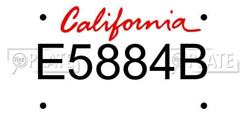 E5884B California License Plate