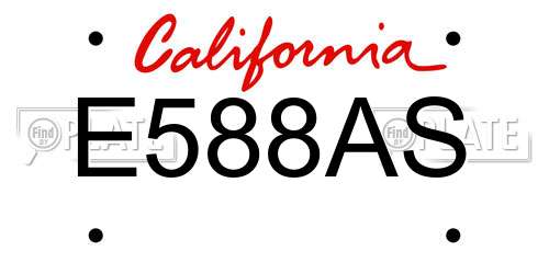 E588AS California License Plate