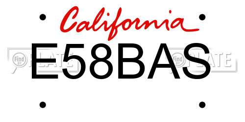 E58BAS California License Plate