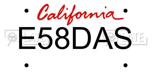 E58DAS California License Plate