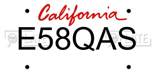 E58QAS California License Plate