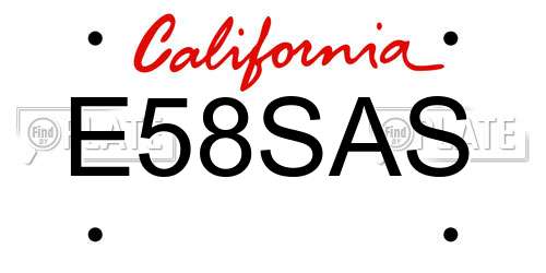 E58SAS California License Plate