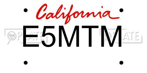 E5MTM California License Plate