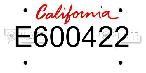 E600422 California License Plate