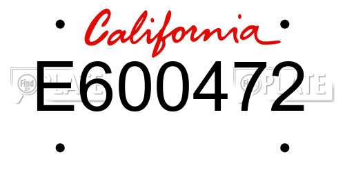 E600472 California License Plate