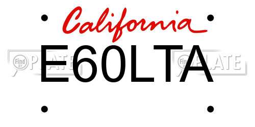 E60LTA California License Plate