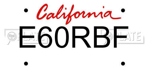 E60RBF California License Plate