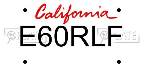 E60RLF California License Plate