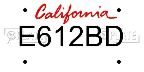 E612BD California License Plate