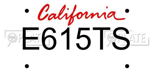 E615TS California License Plate