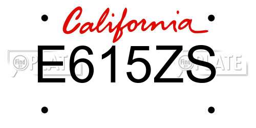 E615ZS California License Plate