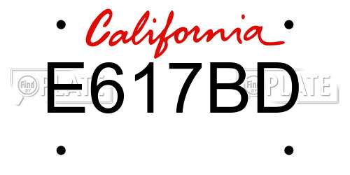 E617BD California License Plate