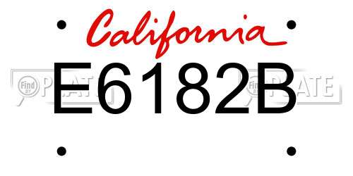 E6182B California License Plate