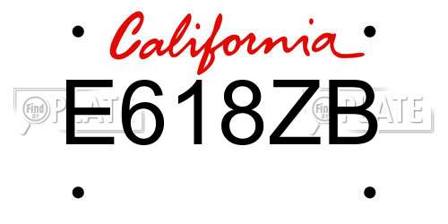 E618ZB California License Plate