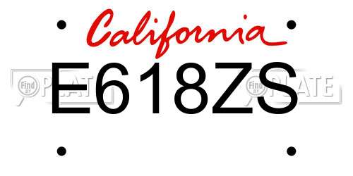 E618ZS California License Plate