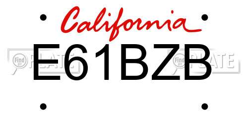 E61BZB California License Plate