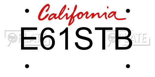 E61STB California License Plate
