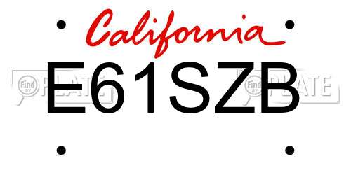 E61SZB California License Plate