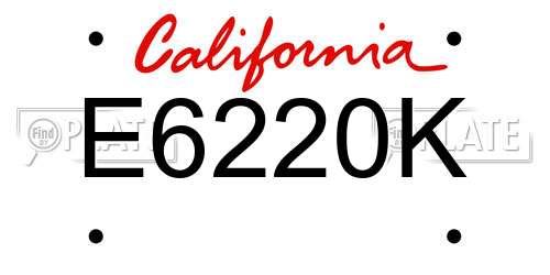 E6220K California License Plate
