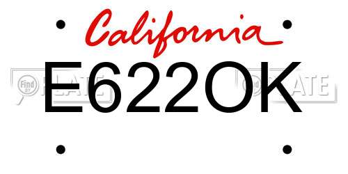E622OK California License Plate