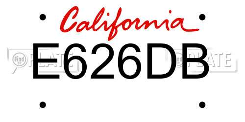 E626DB California License Plate