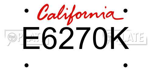 E6270K California License Plate