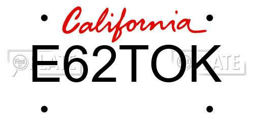 E62TOK California License Plate