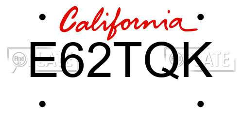 E62TQK California License Plate
