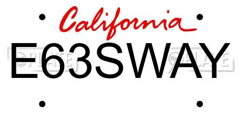 E63SWAY California License Plate