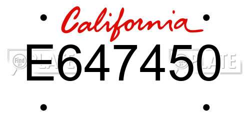 E647450 California License Plate