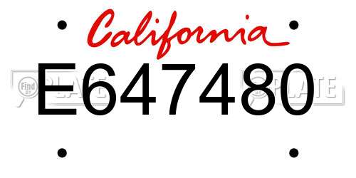 E647480 California License Plate