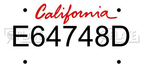 E64748D California License Plate