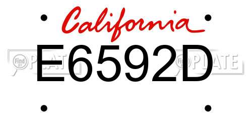 E6592D California License Plate
