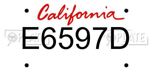 E6597D California License Plate